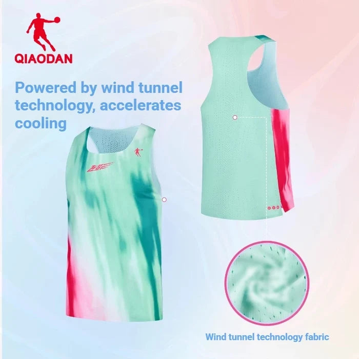 Qiaodan Men's Capless Vest - Ice Lake Green Print