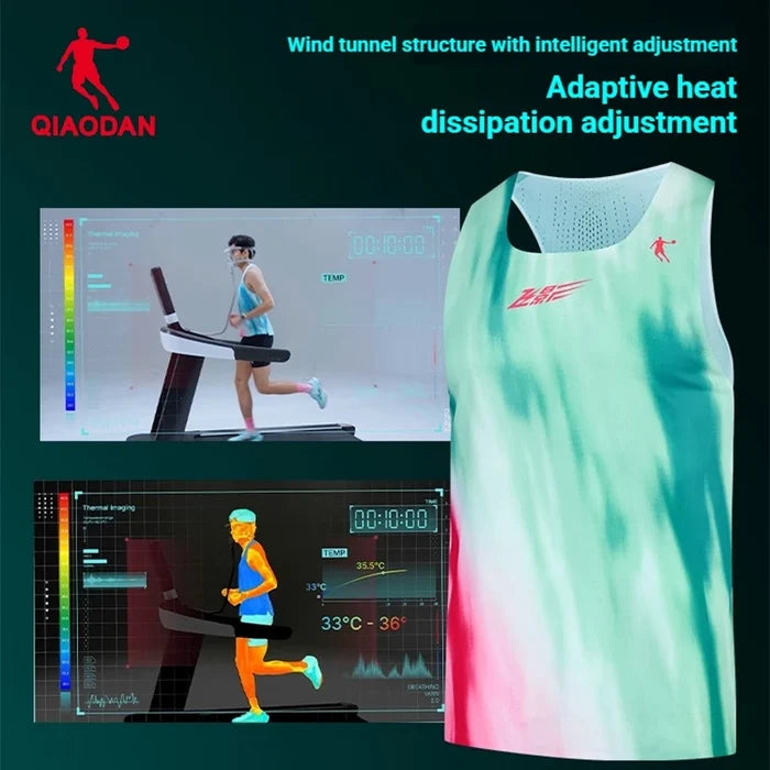 Qiaodan Men's Capless Vest - Ice Lake Green Print