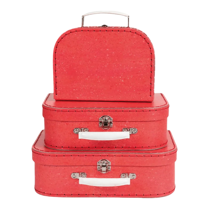 Red Cardboard Suitcase - Set of 3