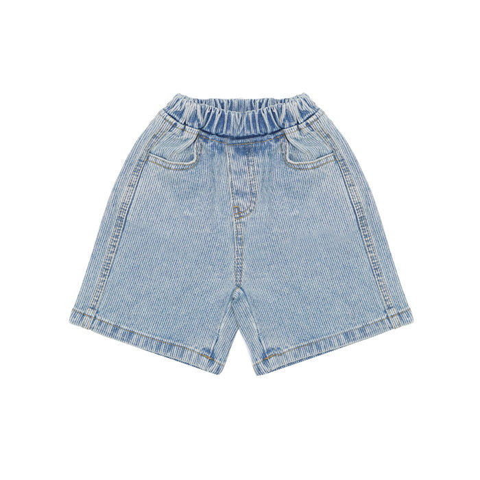 Ribbed Denim Jean Shorts