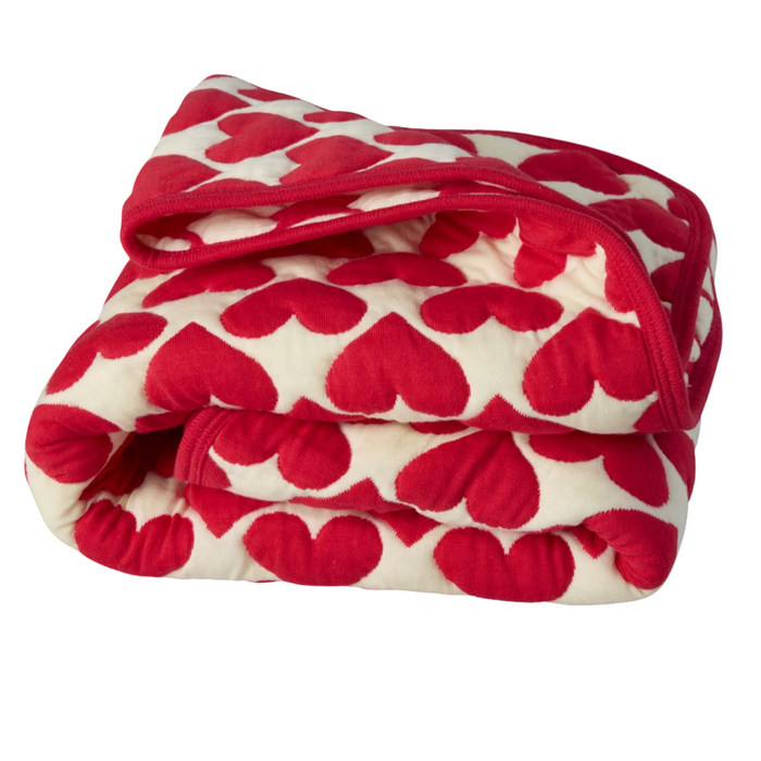 Rice Baby Blanket Red Hearts