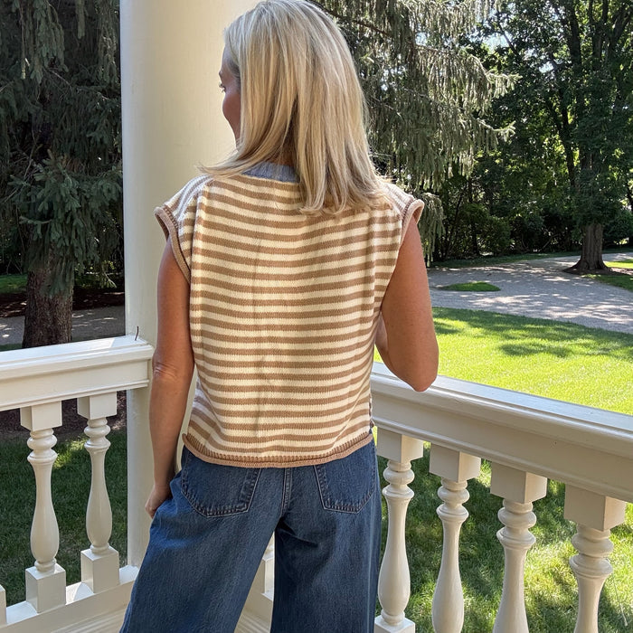 Riley Stripe Contrast Trim Sweater Top