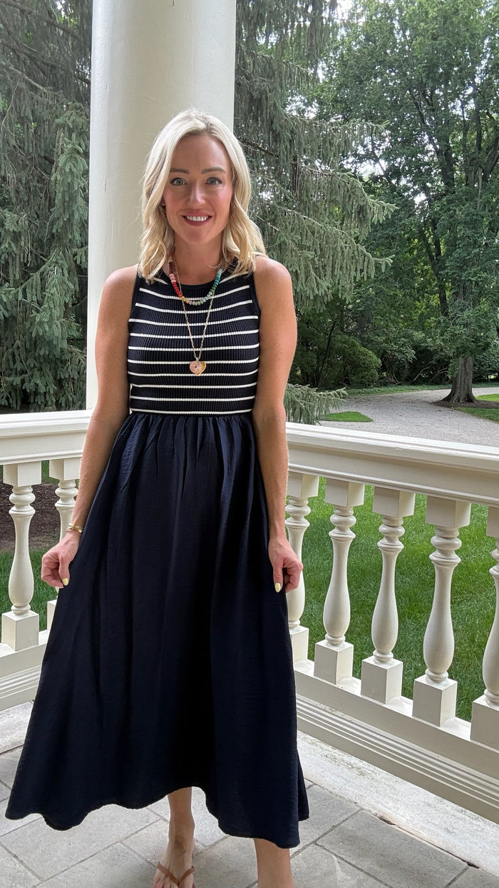 Rosemary Mixed Media Midi Dress