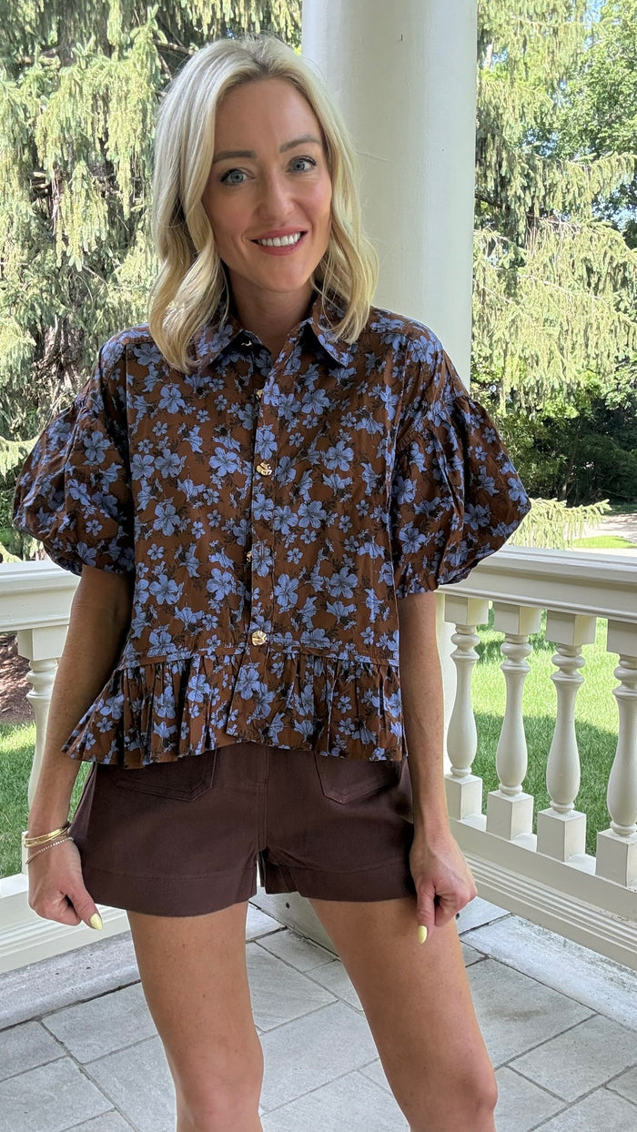 Rylee Floral Print Puff Sleeve Top