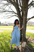 Selene Tencel Denim Smocked Pocket Midi Dress