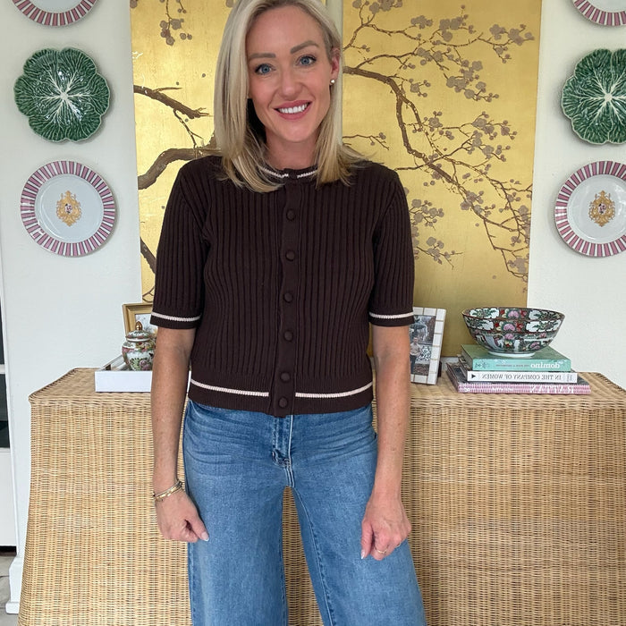 Shelby Short Sleeve Trim Sweater