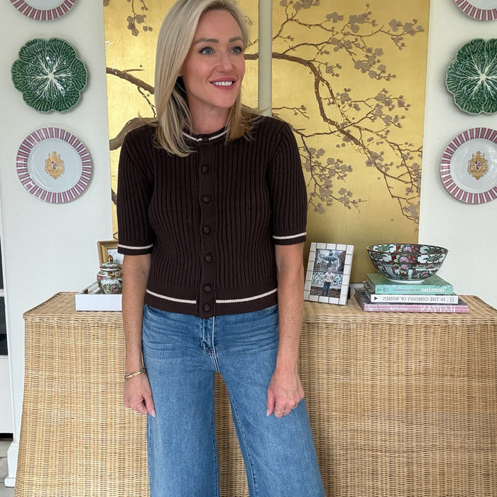 Shelby Short Sleeve Trim Sweater