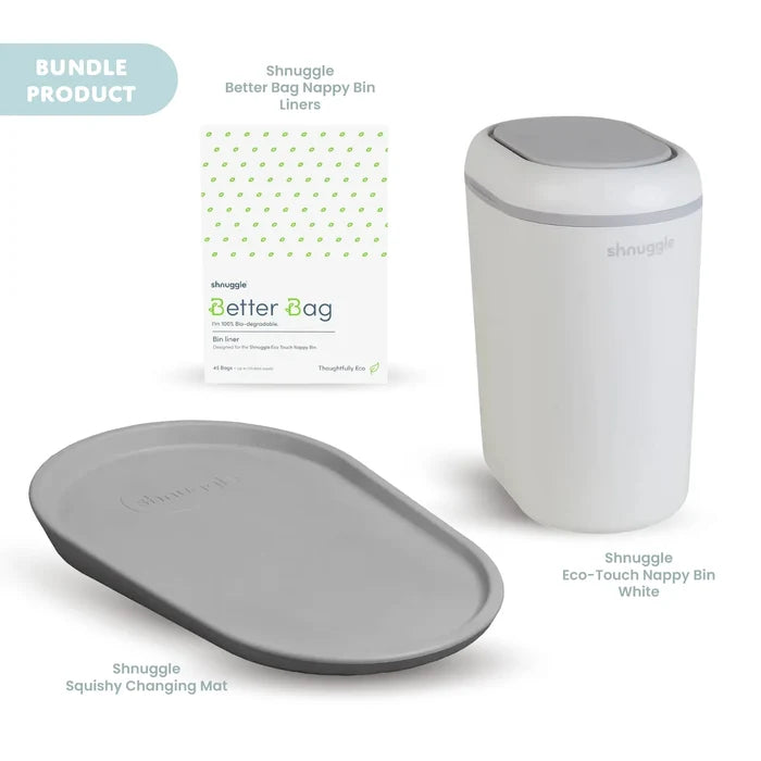 Shnuggle Changing Essentials Bundle - Squishy Changing Mat, Eco - Touch Nappy Bin + Better Bag Nappy Liners - ebebek - Christmas