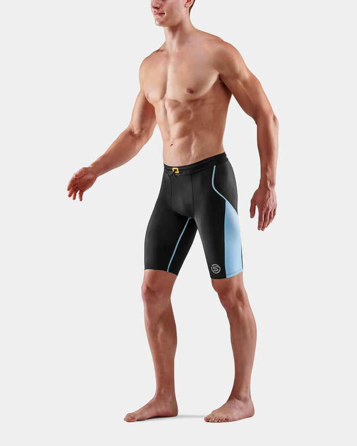 Skins Men's Series 3 Half Tights - Black/Retro Blue