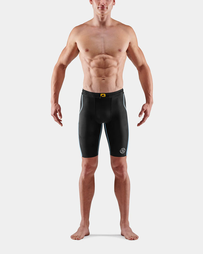 Skins Men's Series 3 Half Tights - Black/Retro Blue