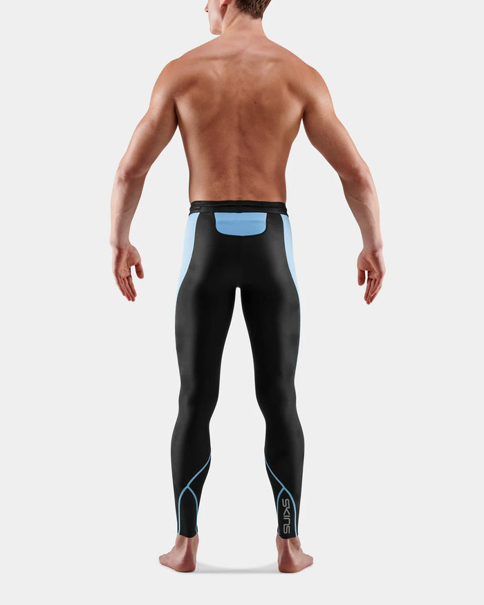 Skins Men's Series 3 Long Tights - Black/Retro Blue