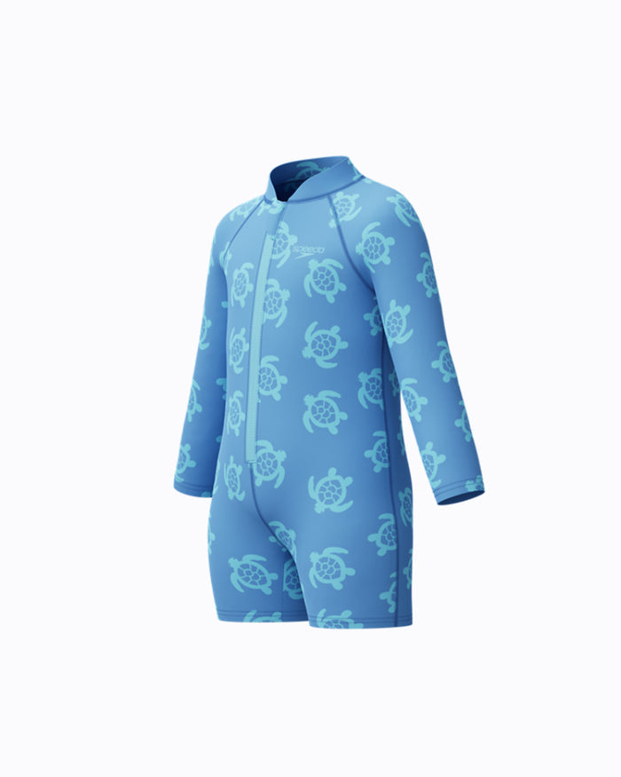 Speedo Infant's (U) L/S Print Zip 1pc Swimsuit - Light Blue