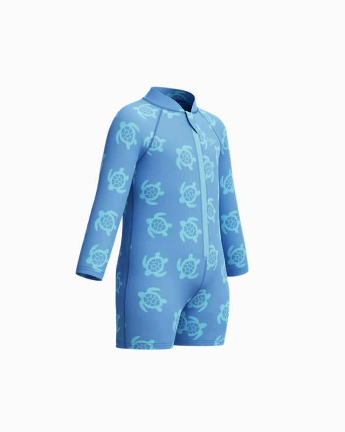 Speedo Infant's (U) L/S Print Zip 1pc Swimsuit - Light Blue