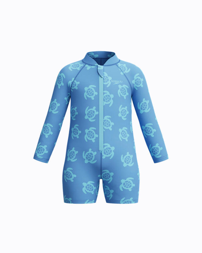 Speedo Infant's (U) L/S Print Zip 1pc Swimsuit - Light Blue