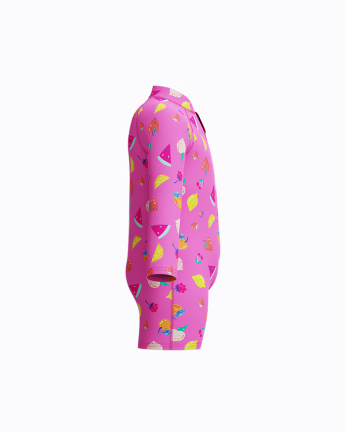 Speedo Infant's (U) L/S Print Zip 1pc Swimsuit - Pink