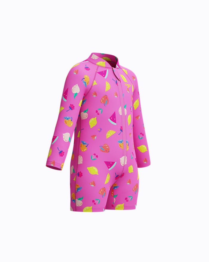 Speedo Infant's (U) L/S Print Zip 1pc Swimsuit - Pink