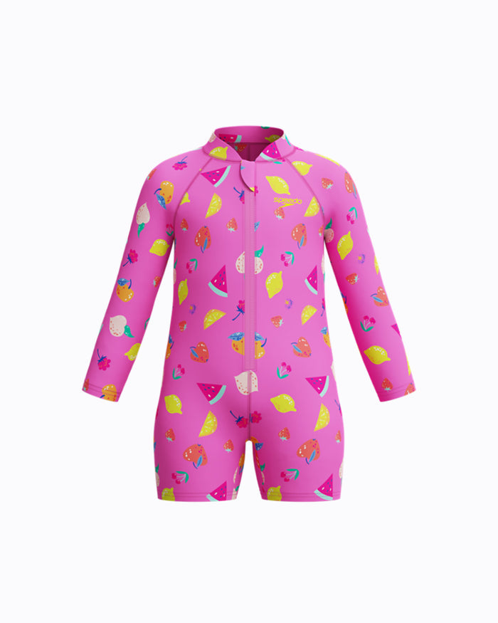 Speedo Infant's (U) L/S Print Zip 1pc Swimsuit - Pink