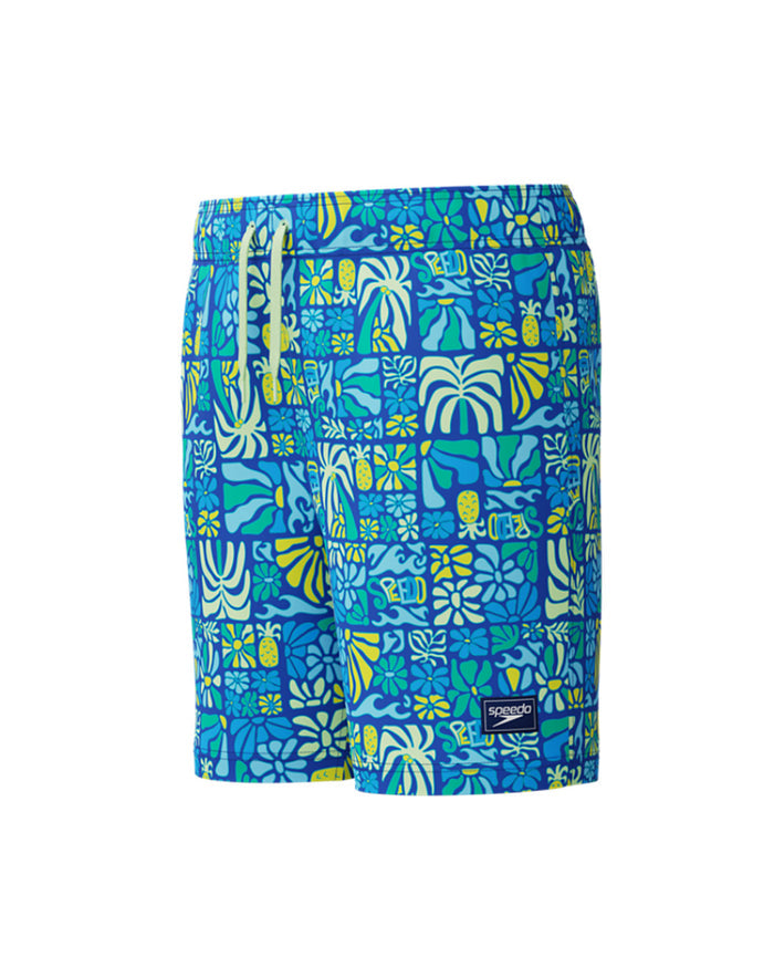 Speedo Junior's (M) Print Volley 15inch Watershort - Blue/Light Green