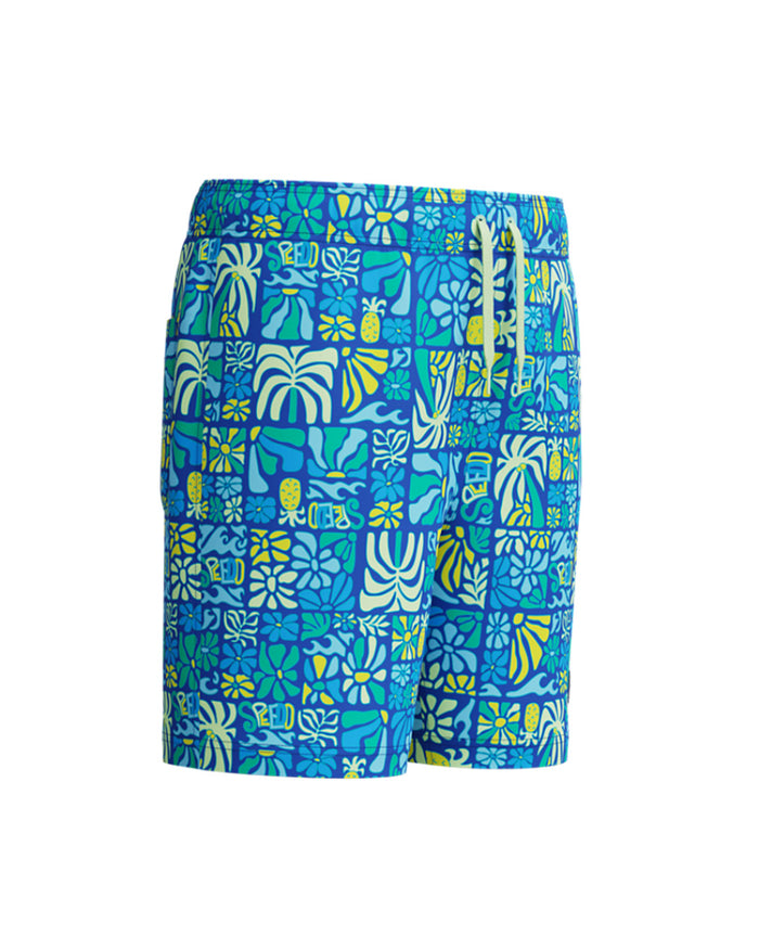 Speedo Junior's (M) Print Volley 15inch Watershort - Blue/Light Green