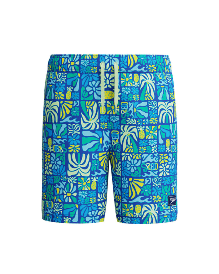 Speedo Junior's (M) Print Volley 15inch Watershort - Blue/Light Green