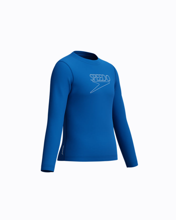 Speedo Junior's (U) L/S Classic Logo Rash Guard - Blue