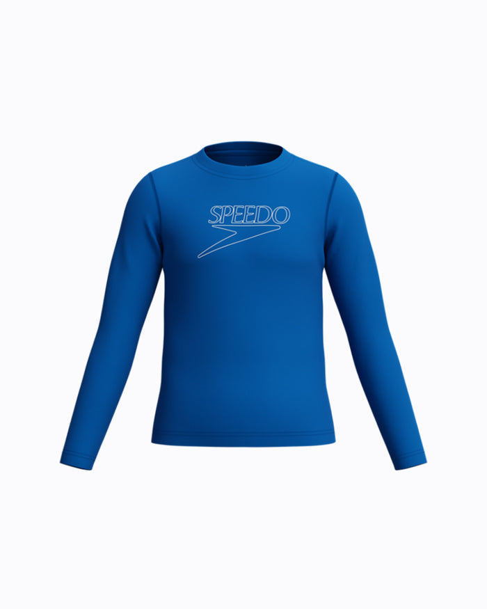 Speedo Junior's (U) L/S Classic Logo Rash Guard - Blue
