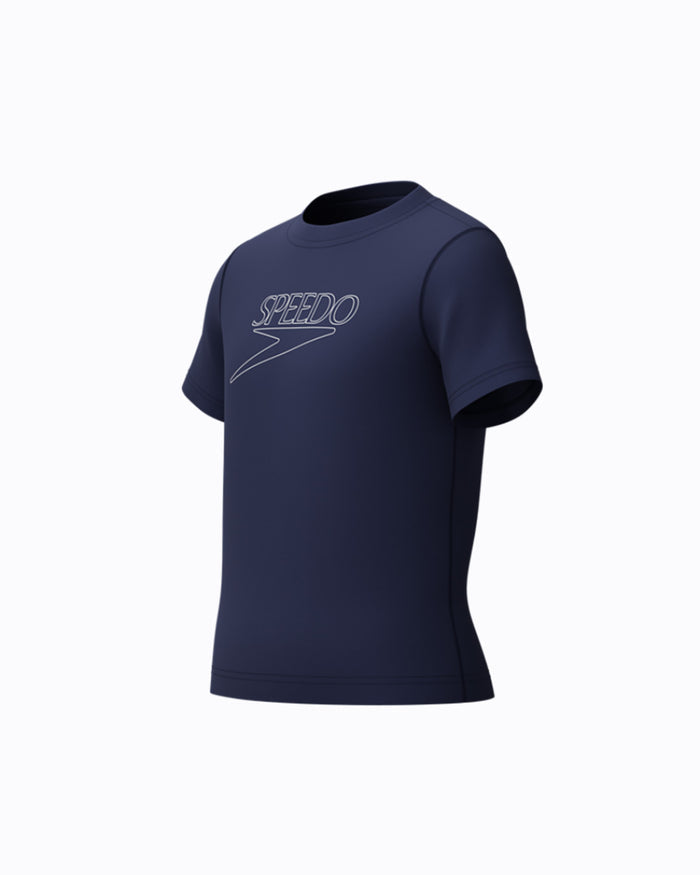 Speedo Junior's (U) S/S Logo Rash Guard - Navy
