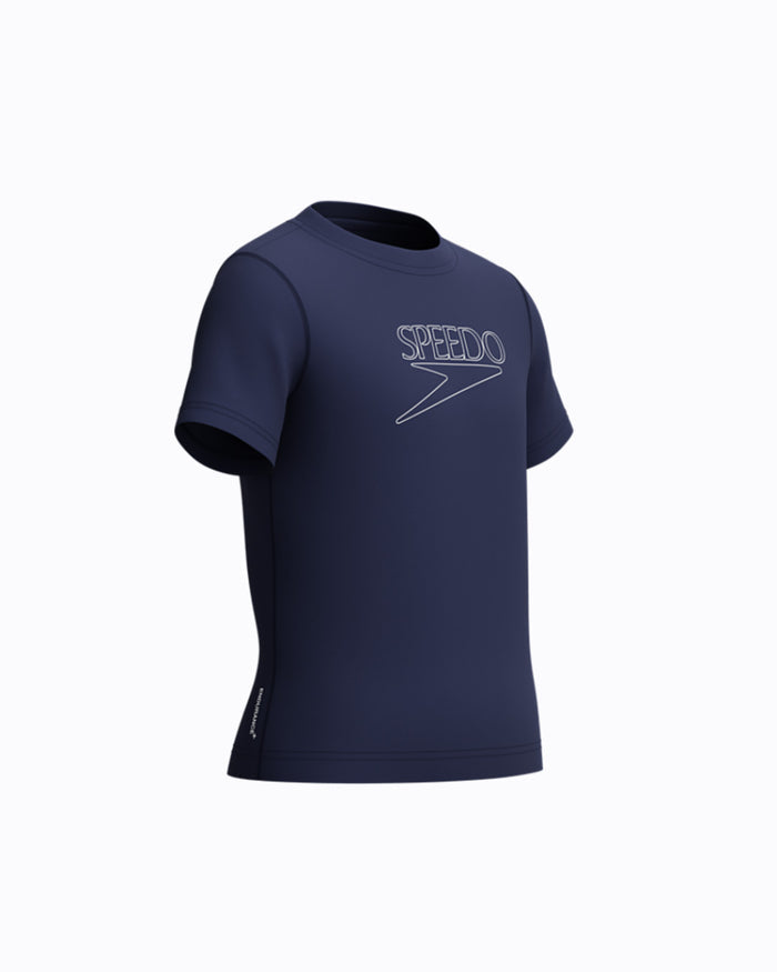 Speedo Junior's (U) S/S Logo Rash Guard - Navy