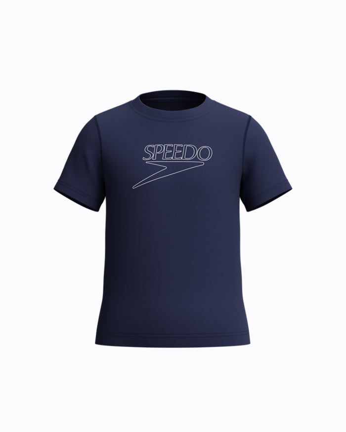 Speedo Junior's (U) S/S Logo Rash Guard - Navy