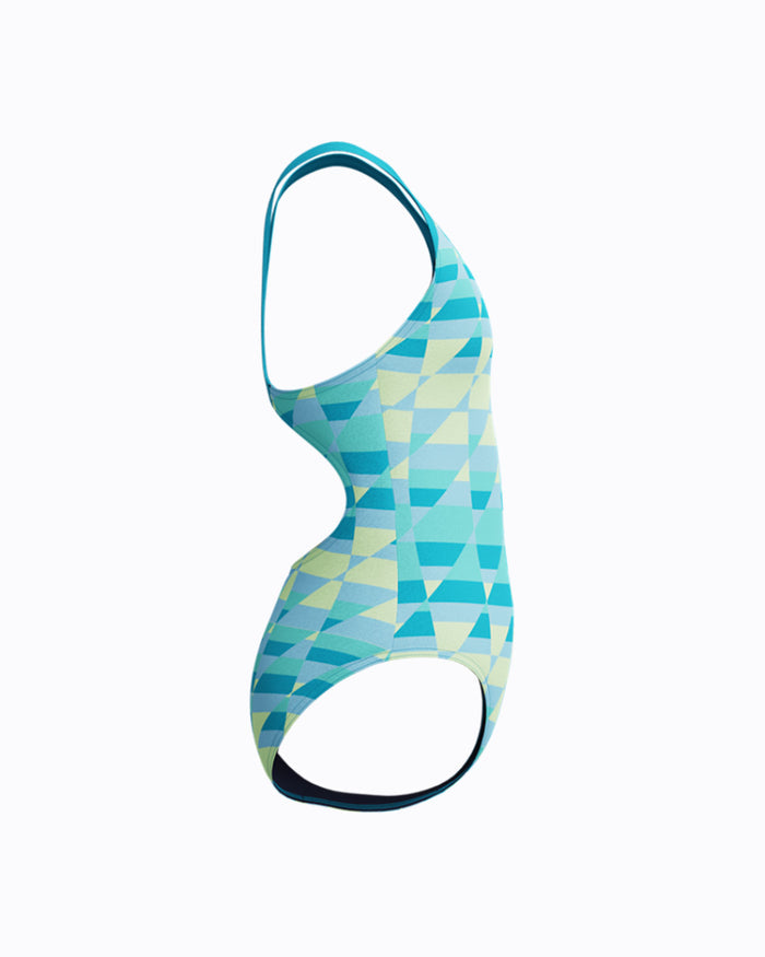 Speedo Junior's (W) A/O Print Splashback 1pc Swimsuit - Blue/Light Green