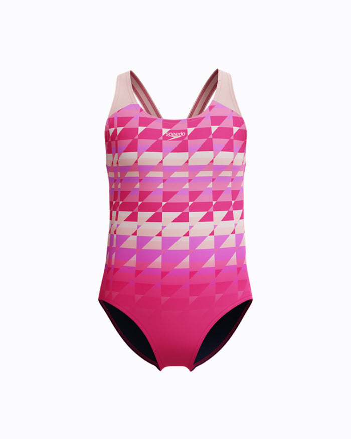 Speedo Junior's (W) ENG Print Splashback 1pc Swimsuit - Dark Pink