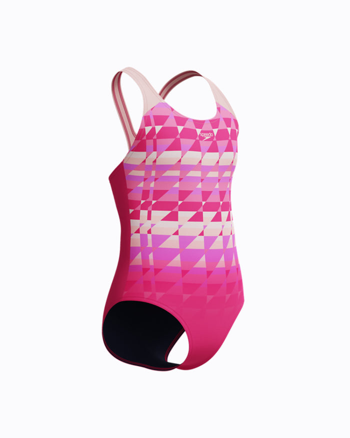 Speedo Junior's (W) ENG Print Splashback 1pc Swimsuit - Dark Pink