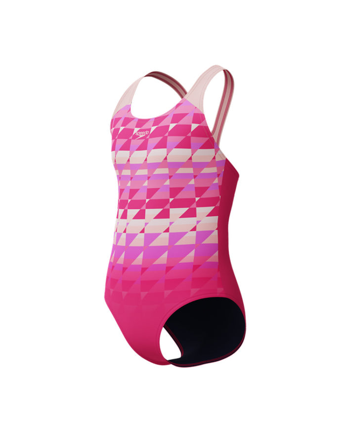Speedo Junior's (W) ENG Printed Splashback 1pc Swimsuit - Dark Pink