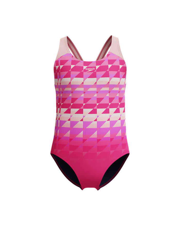 Speedo Junior's (W) ENG Printed Splashback 1pc Swimsuit - Dark Pink