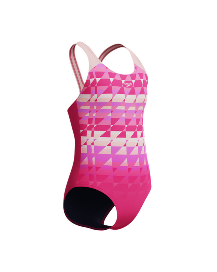Speedo Junior's (W) ENG Printed Splashback 1pc Swimsuit - Dark Pink