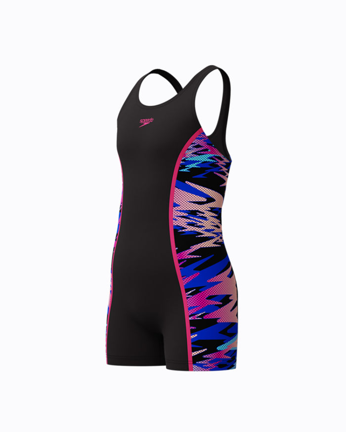 Speedo Junior's (W) Hyperboom Splice Muscleback Legsuit - Black/Pink
