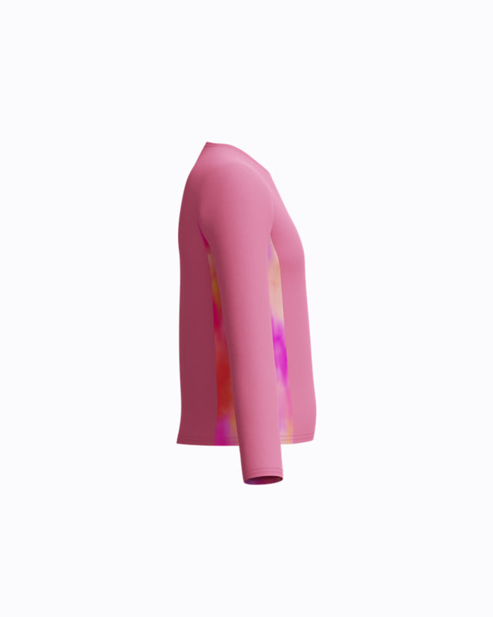 Speedo Junior's (W) L/S Print Splice Rash Guard - Pink/Orange