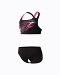 Speedo Junior's (W) Medley Logo Racerback 2pc Bikini Set - Black/Pink