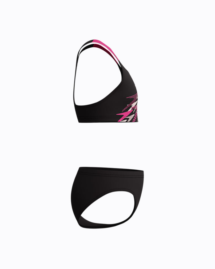 Speedo Junior's (W) Medley Logo Racerback 2pc Bikini Set - Black/Pink
