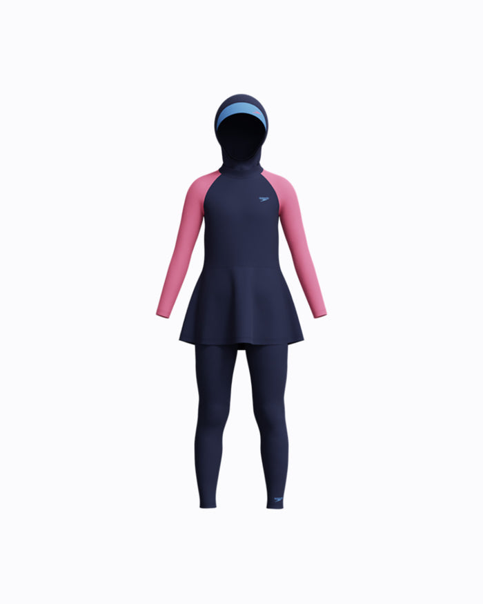 Speedo Junior's (W) Modesty Colourblock 3pc Swim Set - Navy/Pink