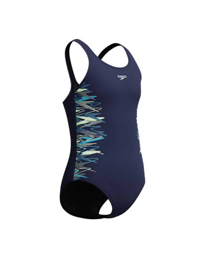 Speedo Junior's (W) Placement Muscleback 1pc Swimsuit - Navy/Green
