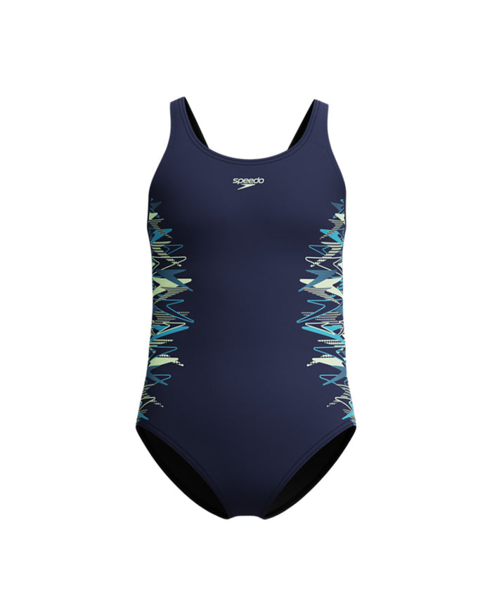 Speedo Junior's (W) Placement Muscleback 1pc Swimsuit - Navy/Green