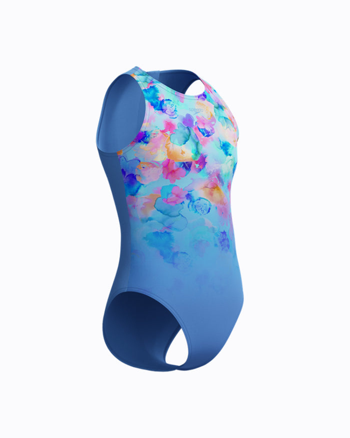 Speedo Junior's (W) Print Hydrasuit - Blue/Pink