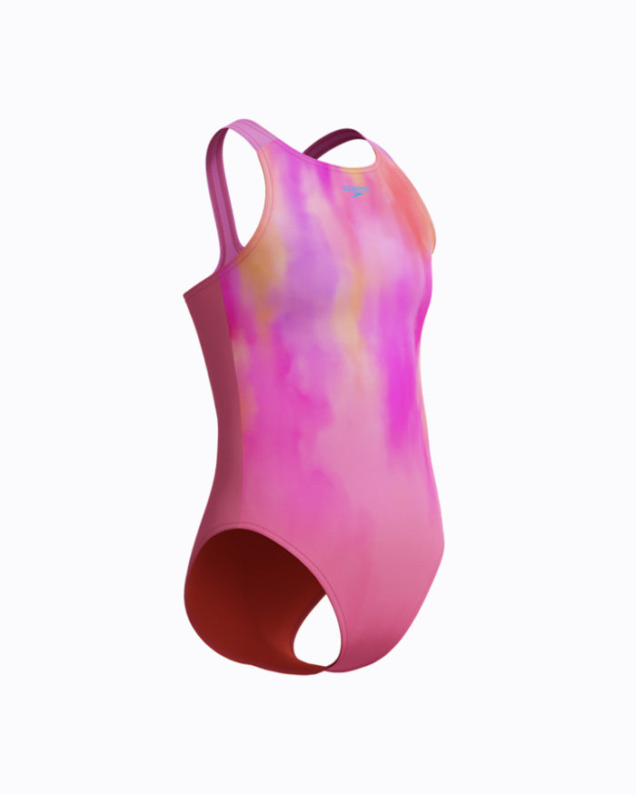 Speedo Junior's (W) Print Pulseback 1pc Swimsuit - Pink/Orange