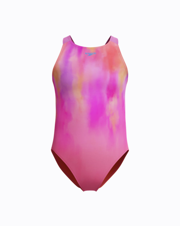 Speedo Junior's (W) Print Pulseback 1pc Swimsuit - Pink/Orange