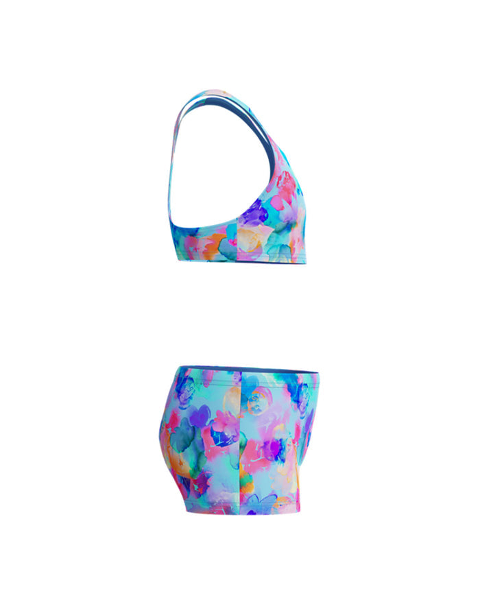 Speedo Junior's (W) Print Racerback 2pc Bikini Set - Light Blue/Pink