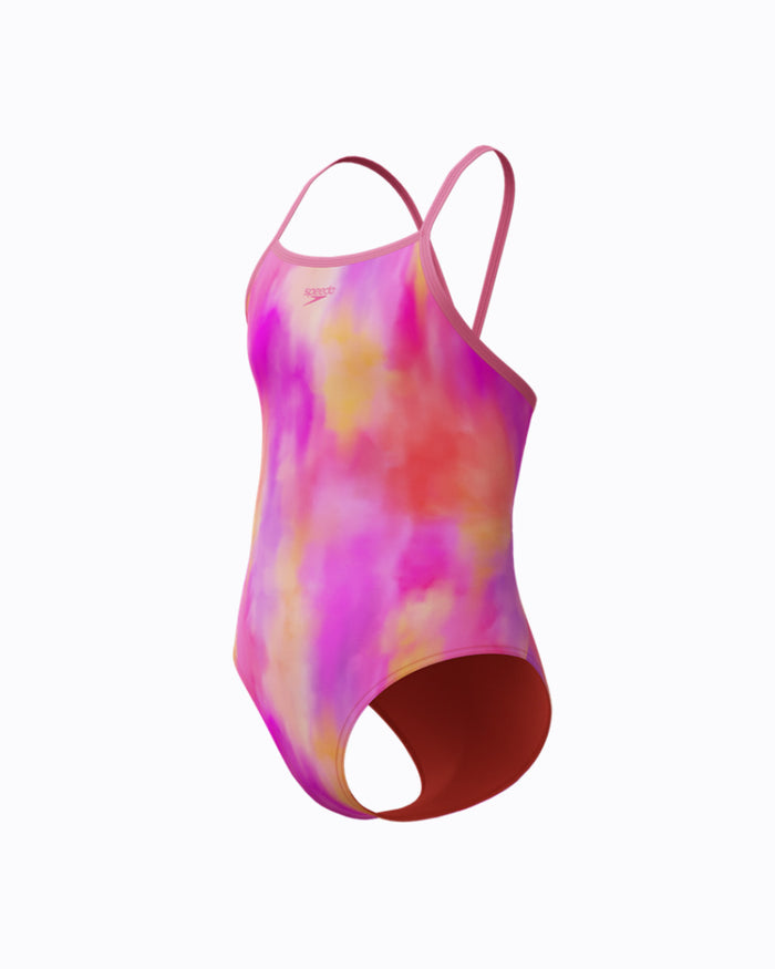 Speedo Junior's (W) Print Thinstrap 1pc Swimsuit - Pink/Orange