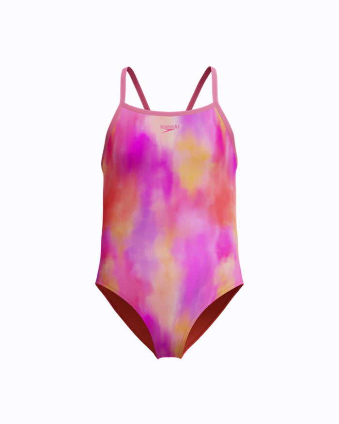 Speedo Junior's (W) Print Thinstrap 1pc Swimsuit - Pink/Orange