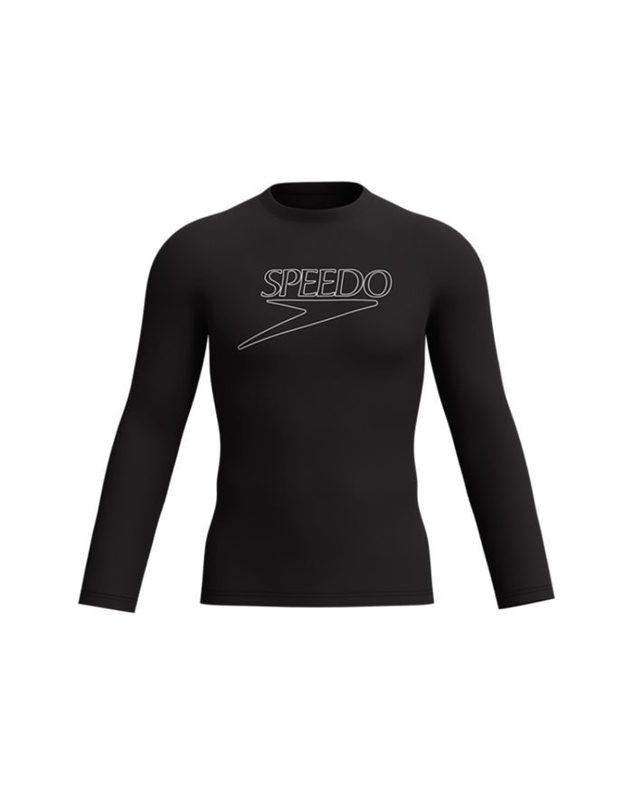 Speedo Men's Endurance+ L/S Classic Logo Rash Guard - Black