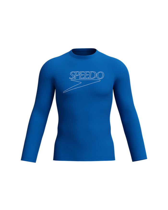 Speedo Men's Endurance+ L/S Classic Logo Rash Guard - Blue